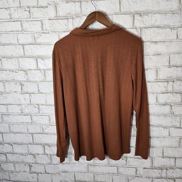 Maurices collared long sleeve brown top - Picture 11 of 13